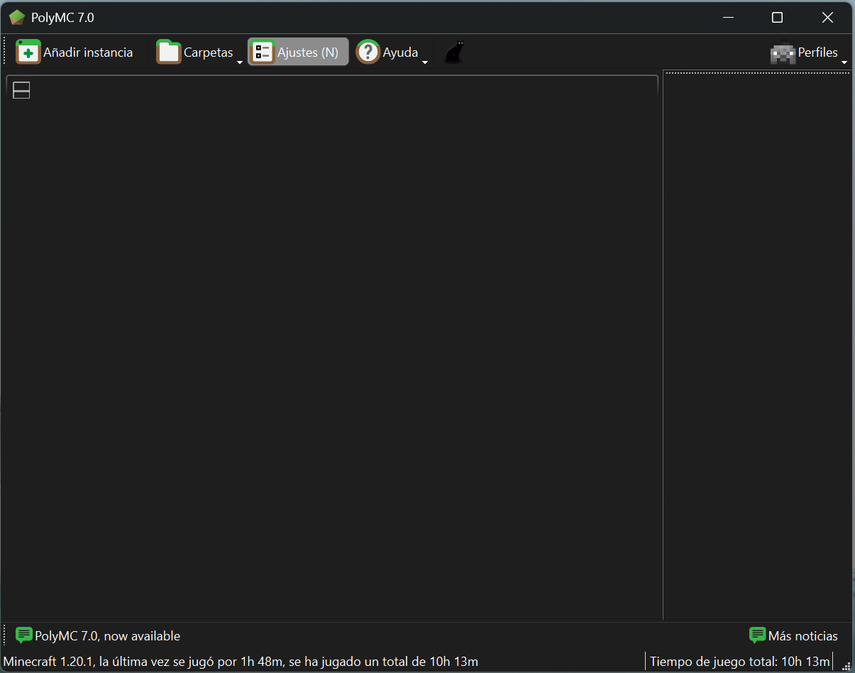 Pantalla inicial PolyMC